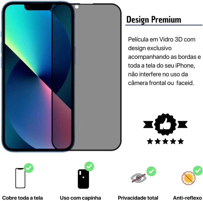 Película 3d Privacidade Anti Spy Para iPhone (iPhone 13 Pro Max) - Mobile Blue Store